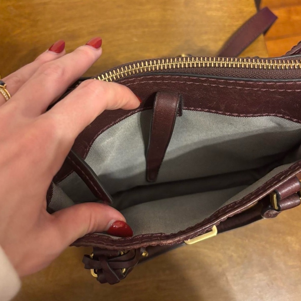 Fossil Ryder Mini Satchel in Fig Handbag Purse Crossbody - Picture 3 of 5